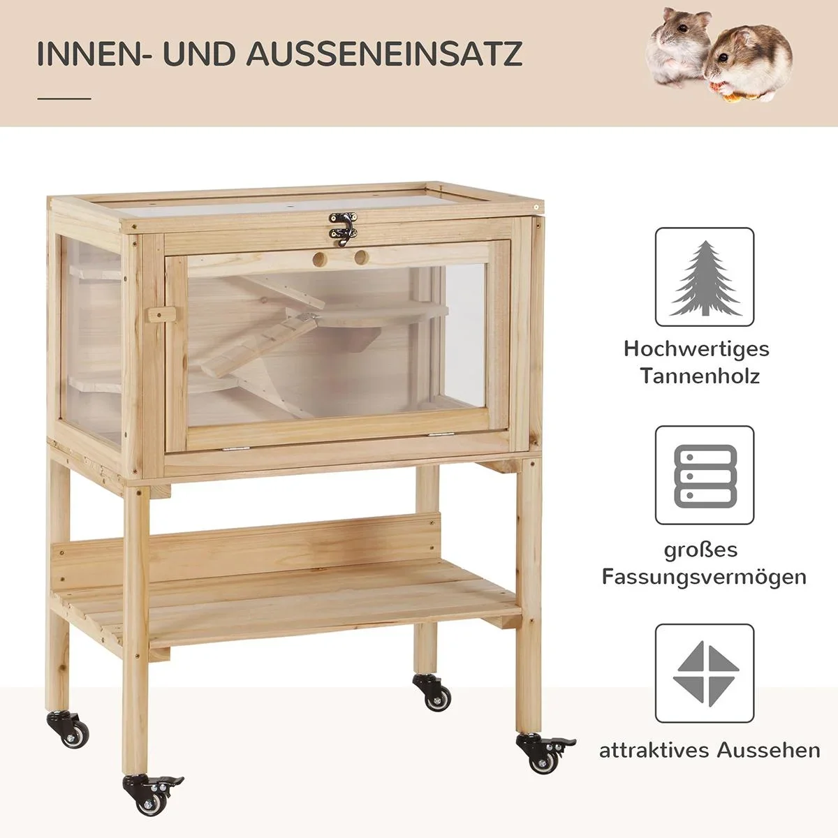 Hamsterkäfig auf Rollen Natur - 1