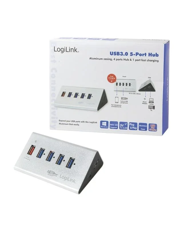 USB 3.0 HUB 4-port, Aluminium, inkl. Power Suppl - 0