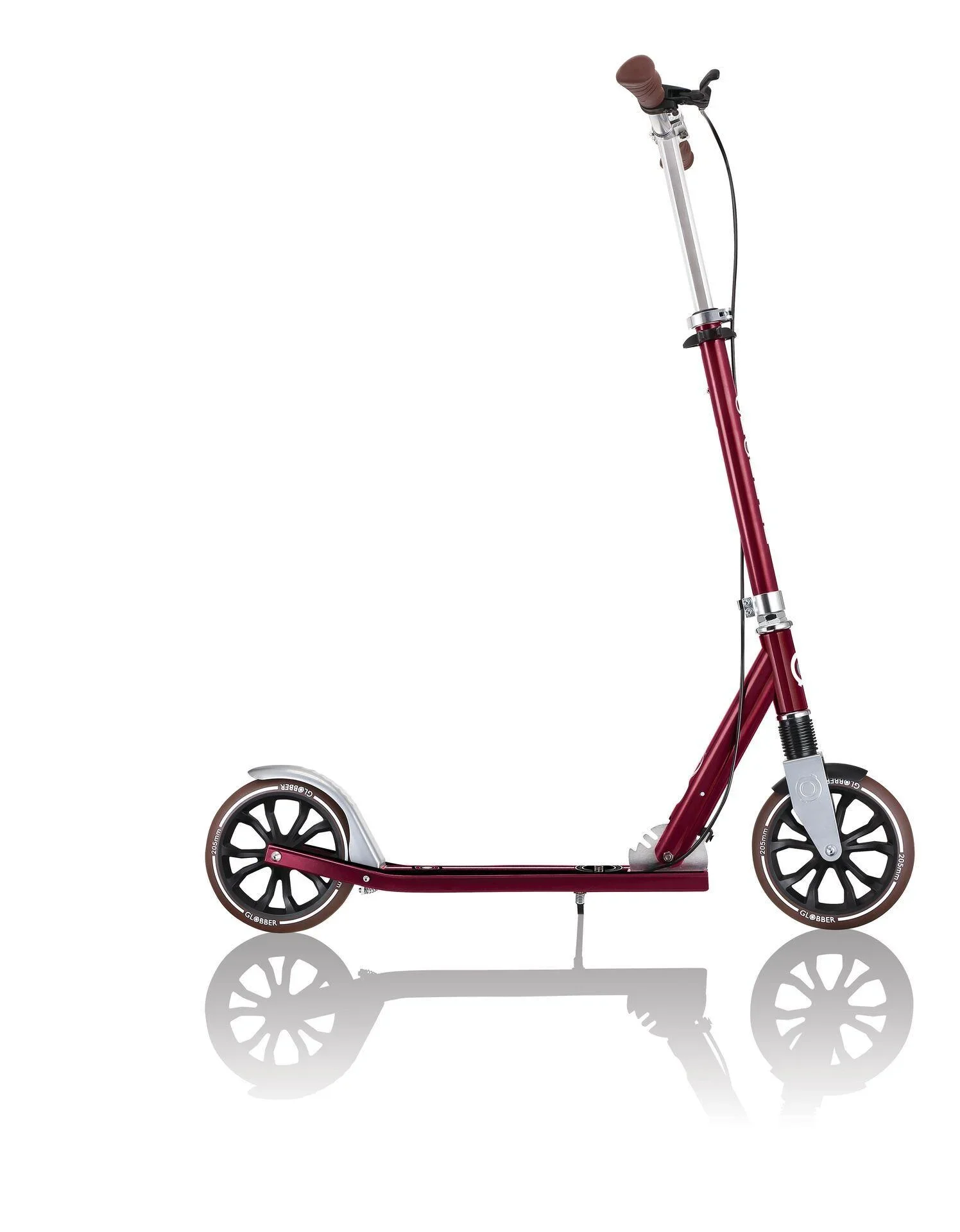 NL 205 Deluxe Tretroller, 205 mm, ABEC 7, Handbremse, höhenverstellbar, Frontfederung, Klappmechanismus, rot - 1