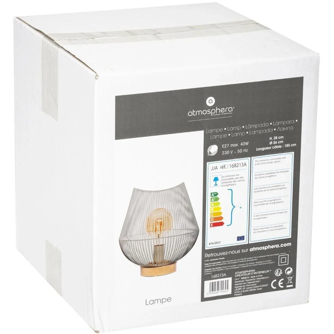 Tischleuchte mit Holzfuß - 28 cm - Schwarz - 2