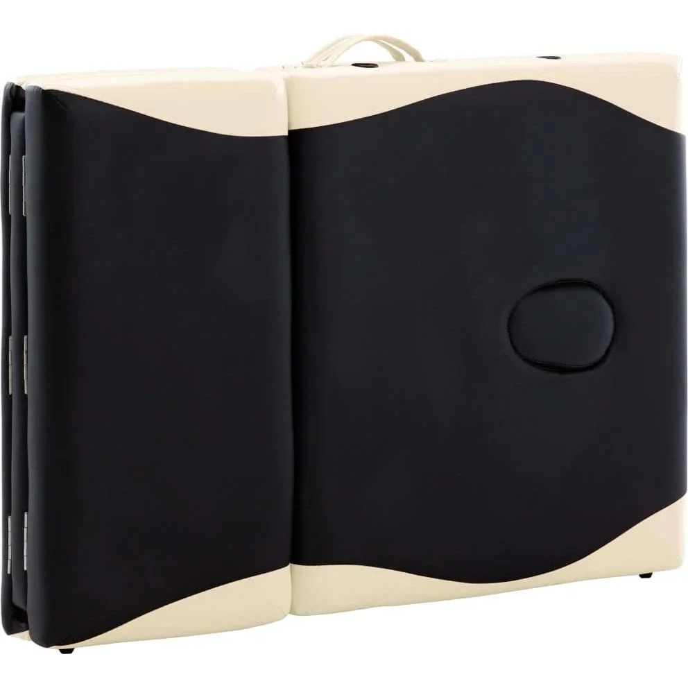 Klappbarer Massagetisch 4 Zonen Holz schwarz und beige - 4