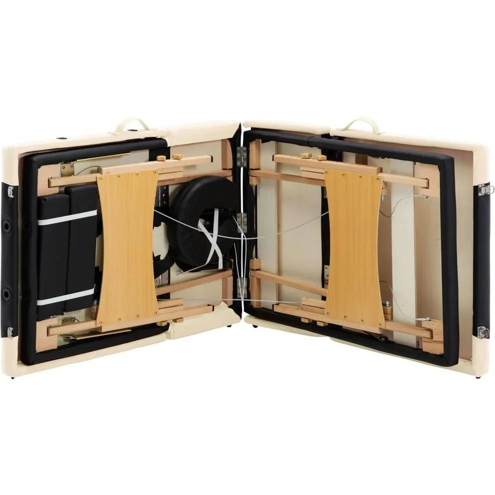 Klappbarer Massagetisch 4 Zonen Holz schwarz und beige - 6