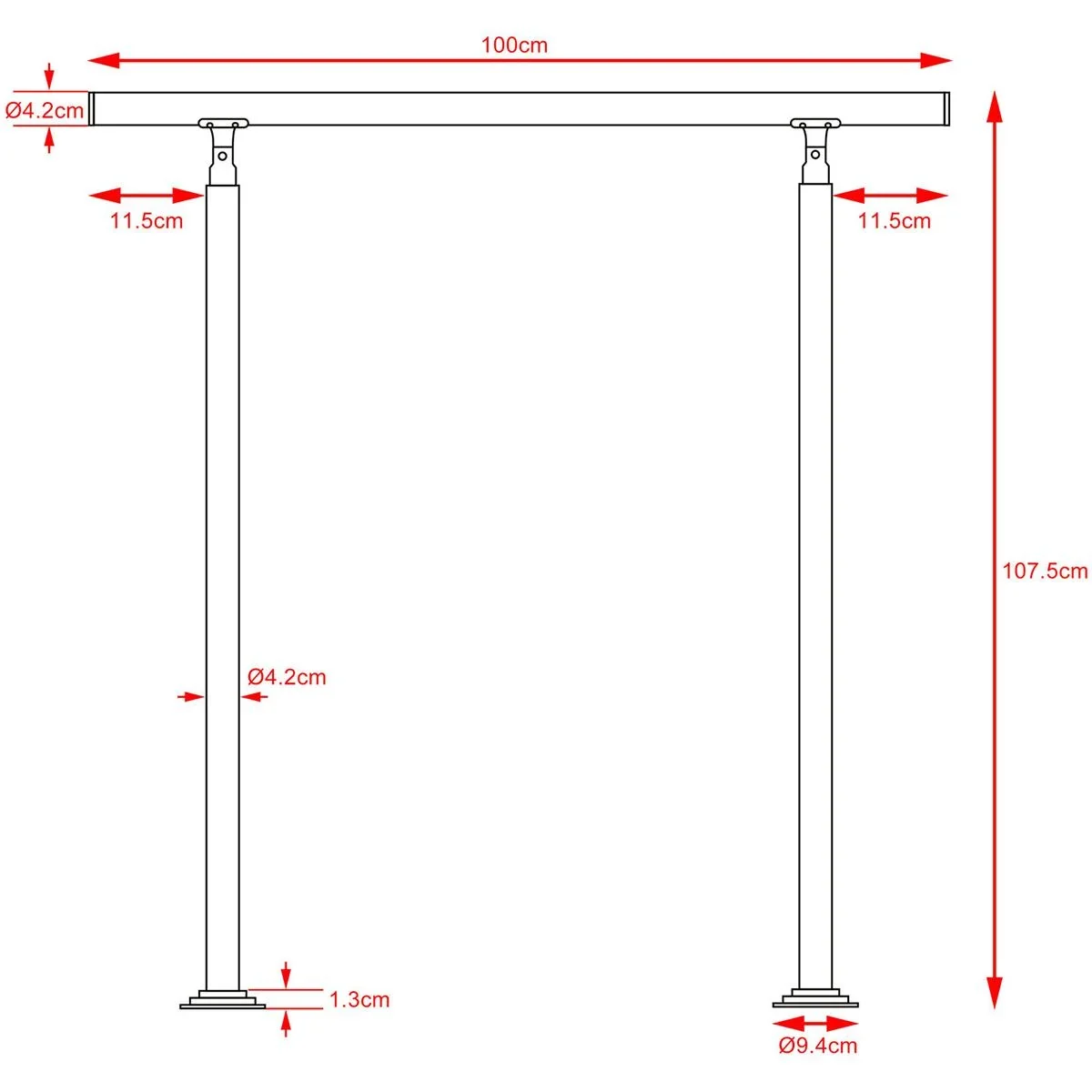 Geländer - Edelstahl - Silber - 107 x 100 cm - 0