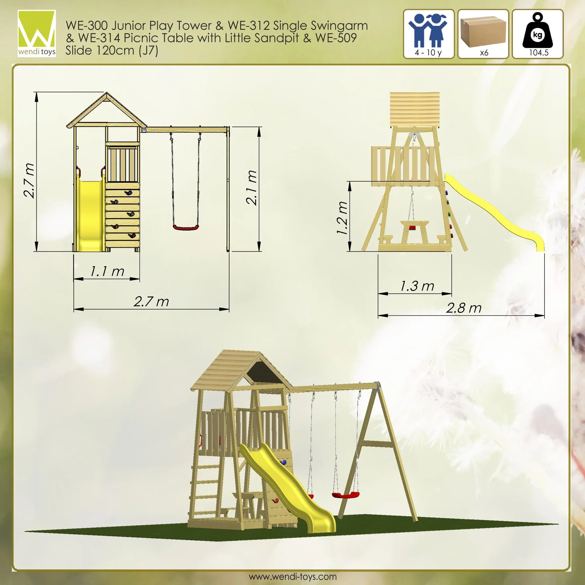 Holz Kletter- und Spielturm Pelikan natur, 270x300x270 cm - 0