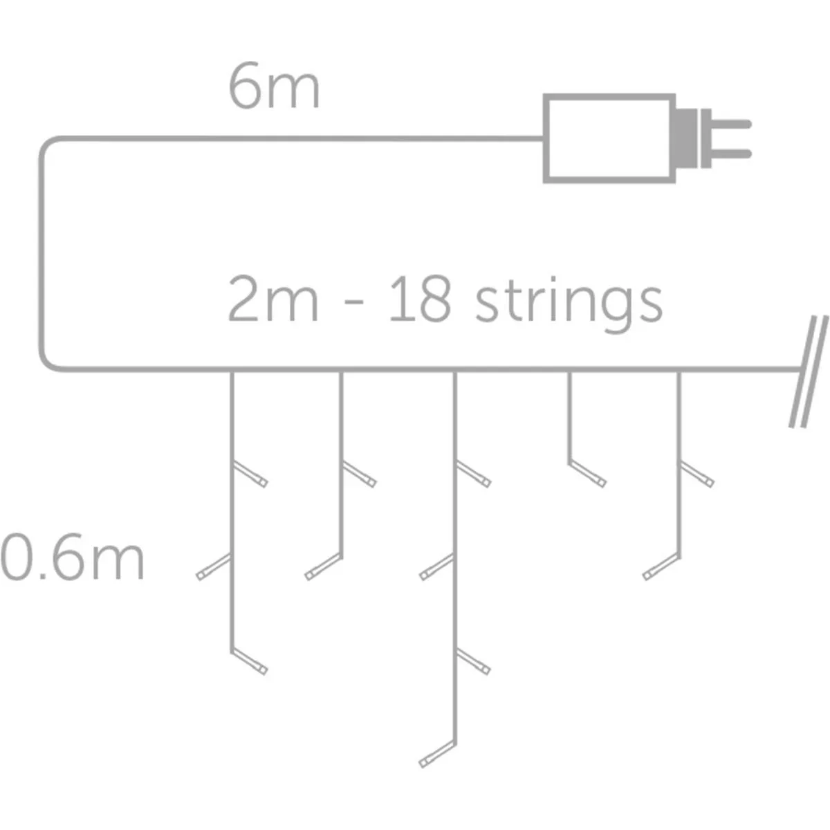 Vellight Weihnachtsbeleuchtung - 2 x 0,6 m - 72 LEDs - Weiß - Innen & Außen - 2