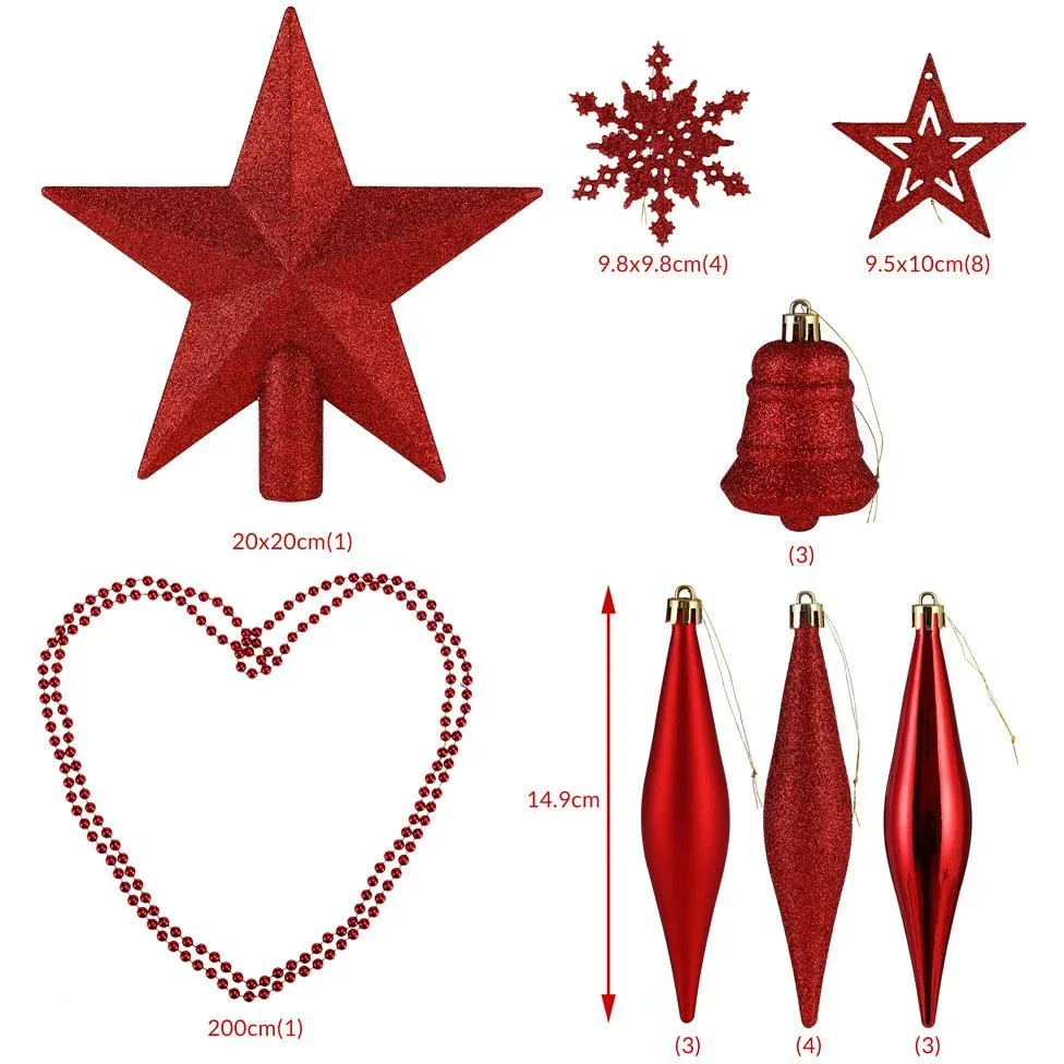 Weihnachtskugeln 102 Stück - Rot - 0