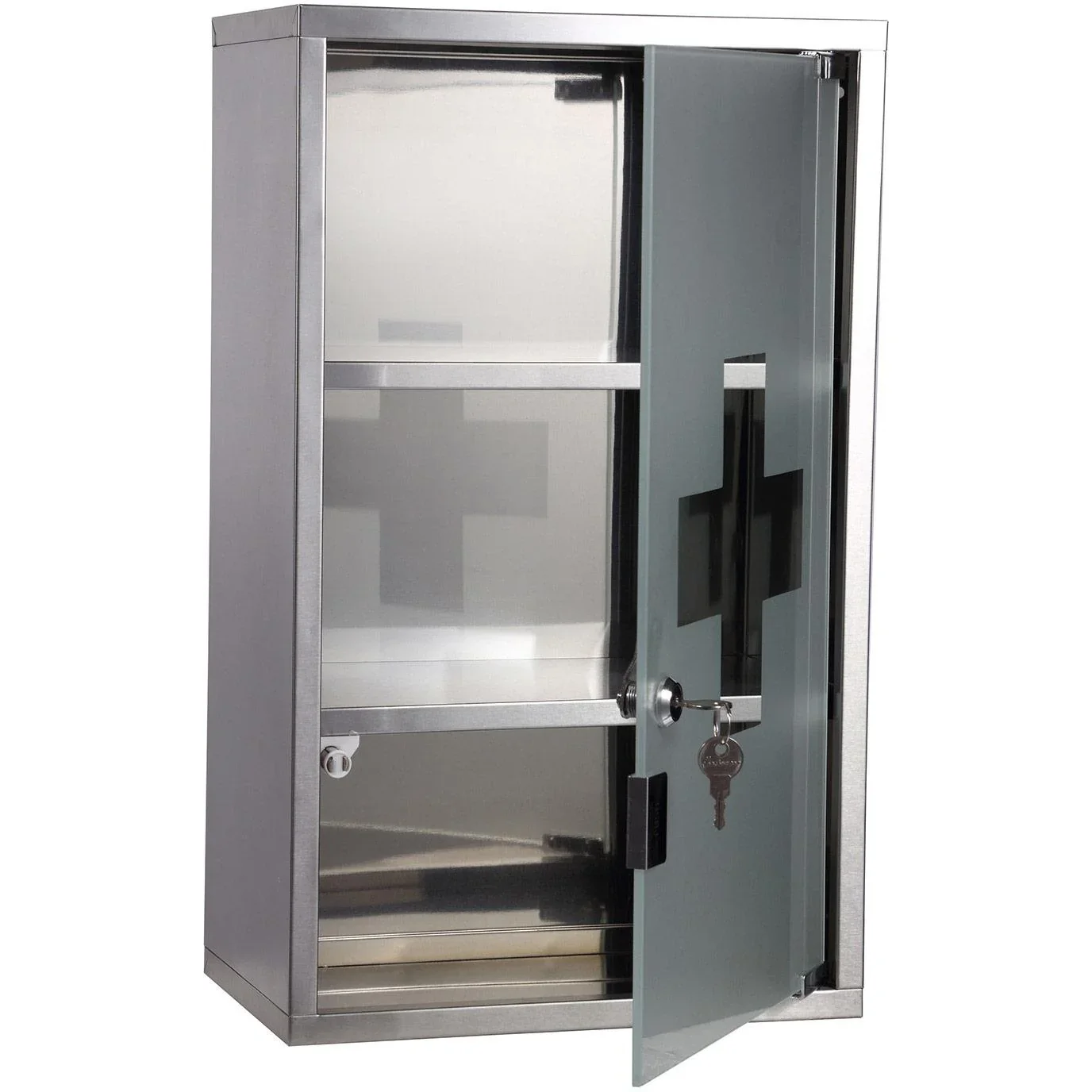 Edelstahl Medizinschrank mit Schloss und 3 Fächern - 4