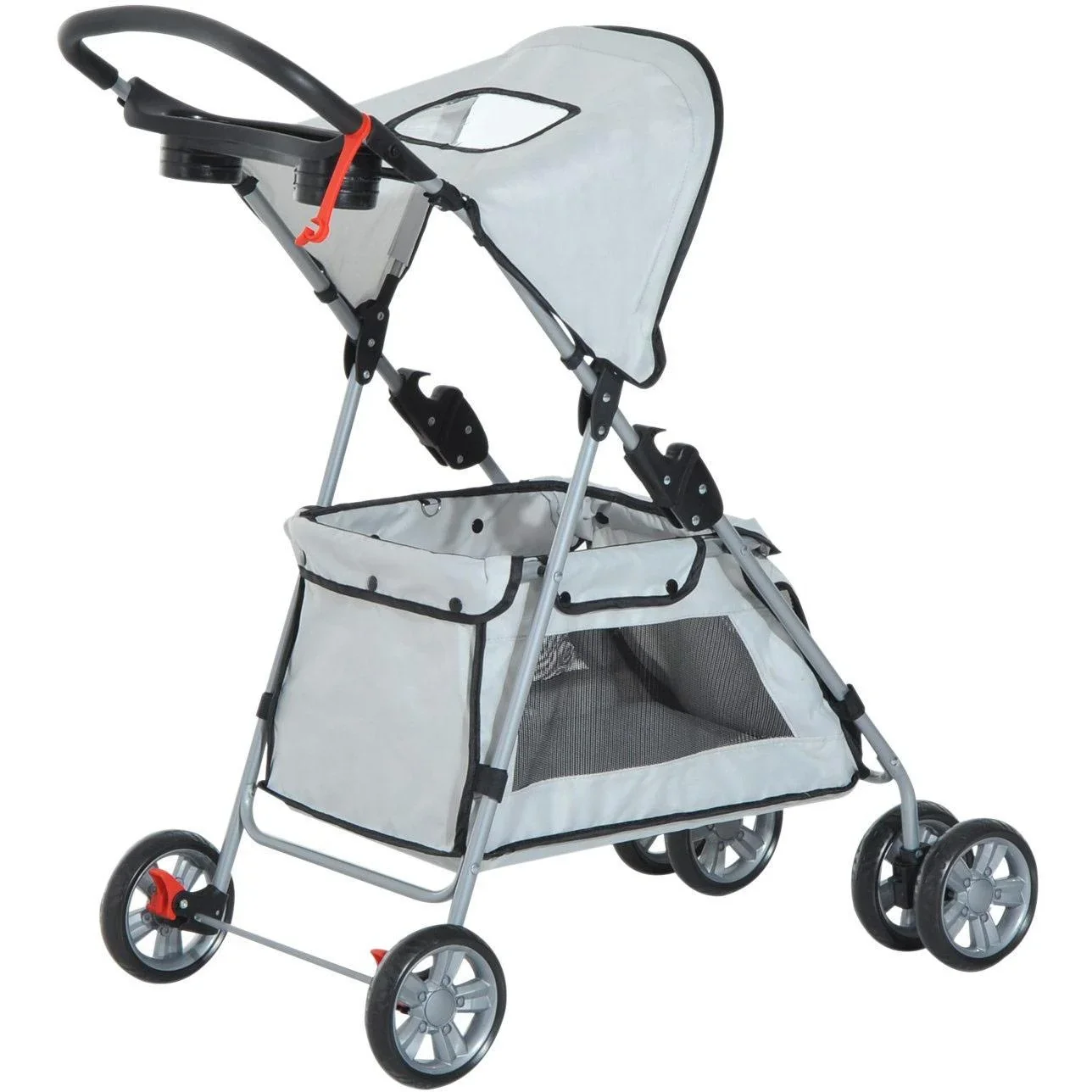 Hundebuggy Hundewagen mit Sonnendach Stahl Grau - 2