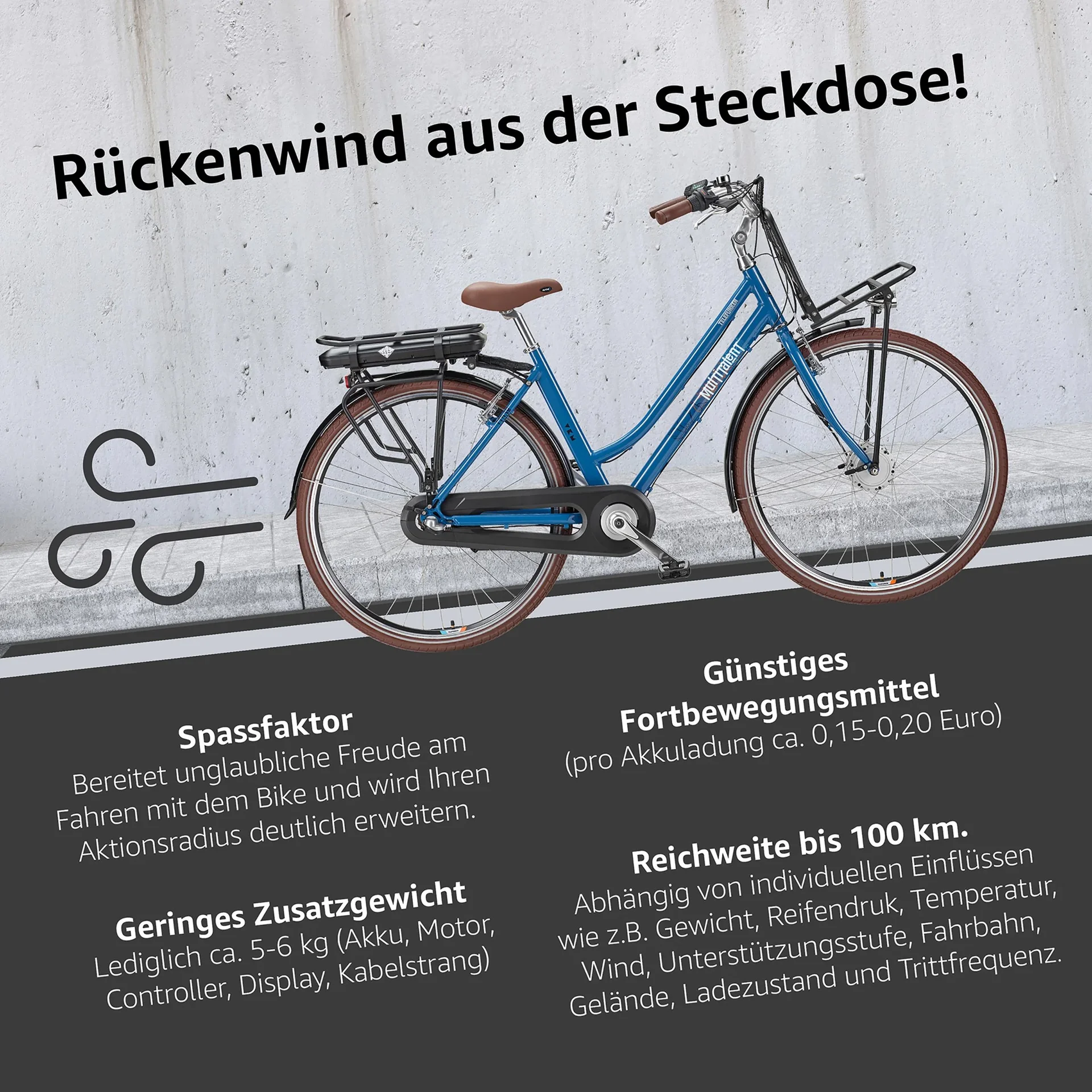 Unisex Alu-City E-Bike, 28 Zoll, 3-Gang Nabenschaltung, blau, RT530 - 5