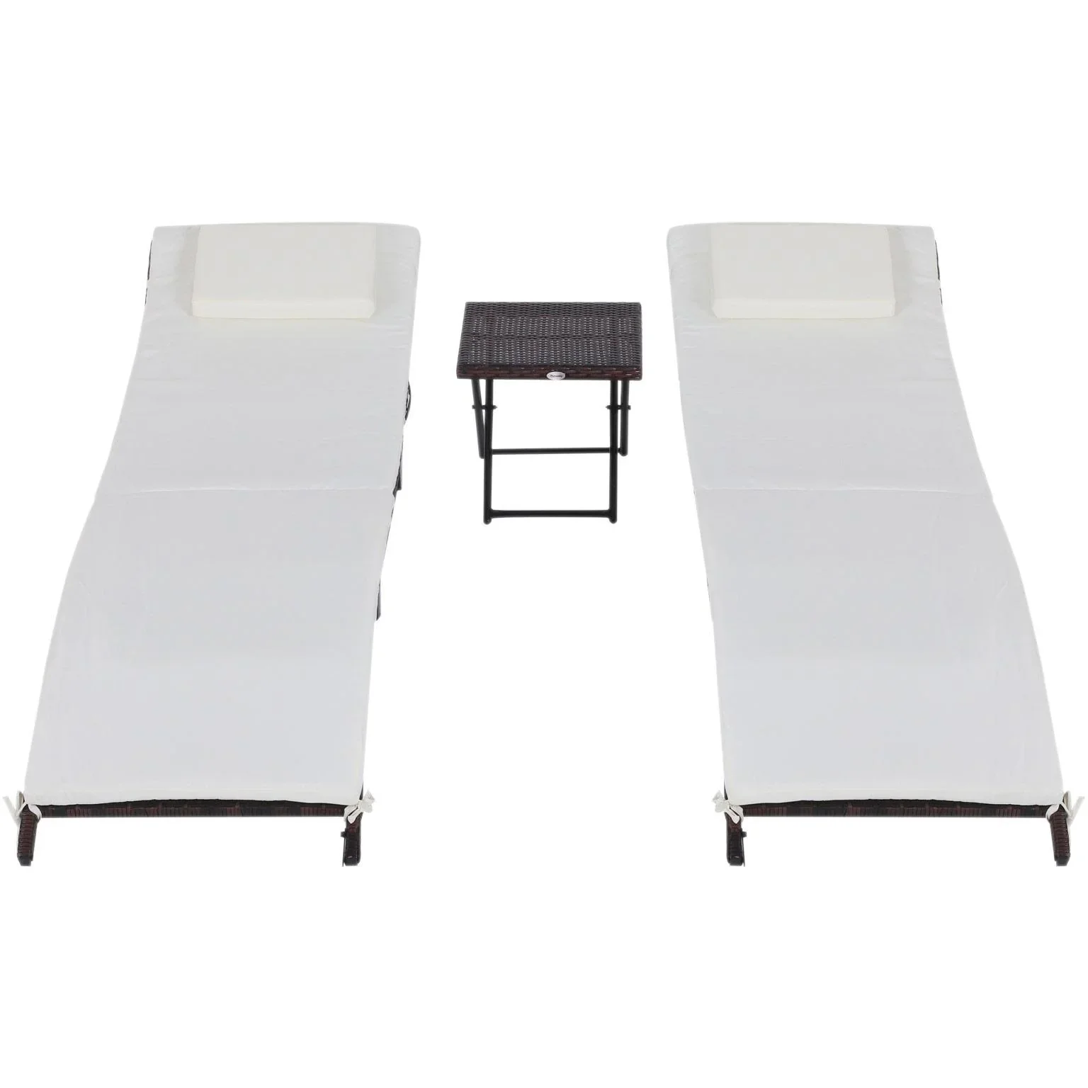 3er-Set Sonnenliege Gartenliege mit Tisch Gartenmöbel Polyrattan klappbar Braun 196 x 61 x 53 cm - 1
