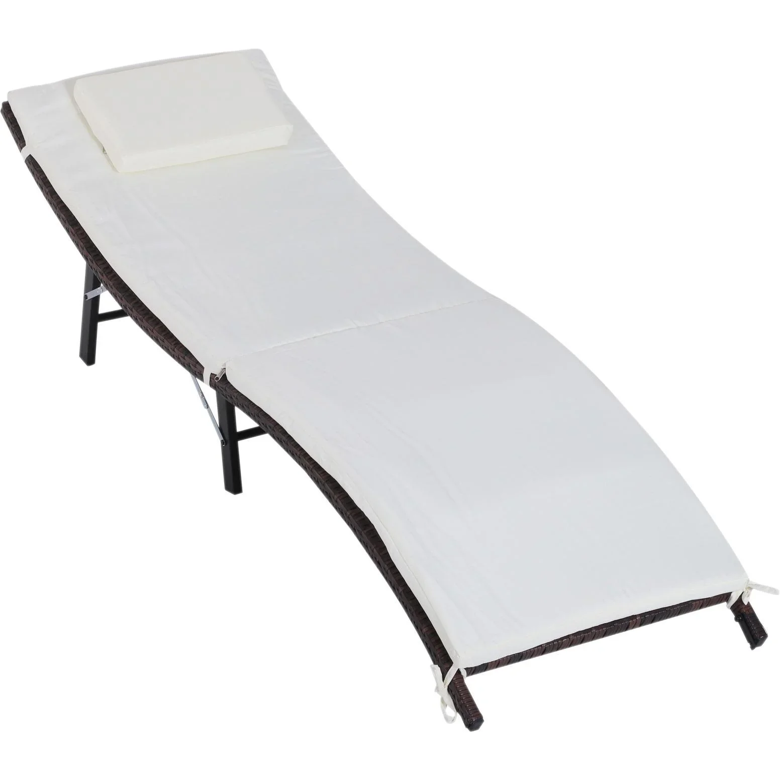 3er-Set Sonnenliege Gartenliege mit Tisch Gartenmöbel Polyrattan klappbar Braun 196 x 61 x 53 cm - 3
