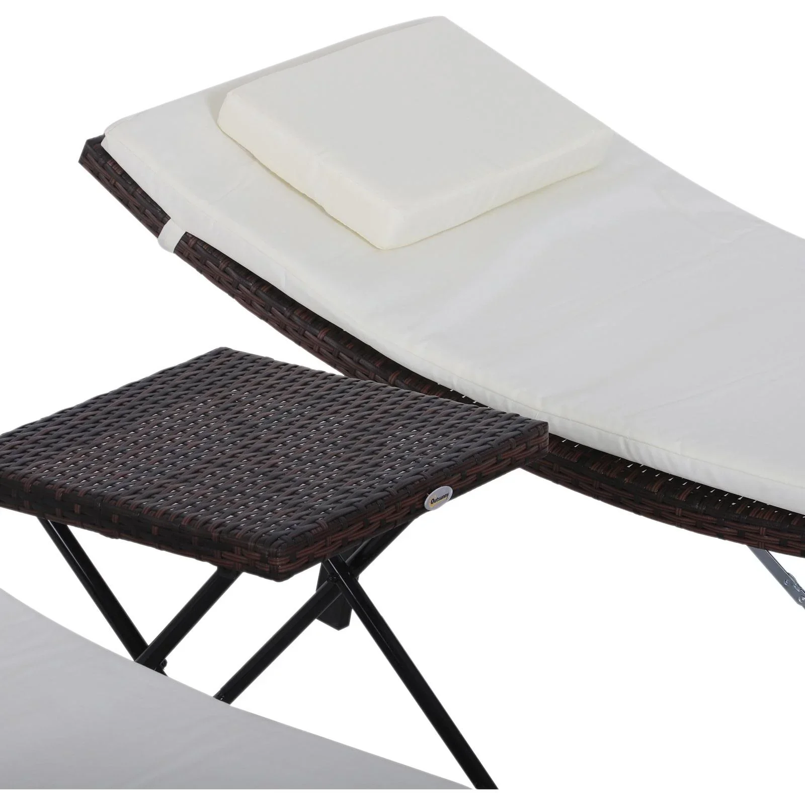 3er-Set Sonnenliege Gartenliege mit Tisch Gartenmöbel Polyrattan klappbar Braun 196 x 61 x 53 cm - 4