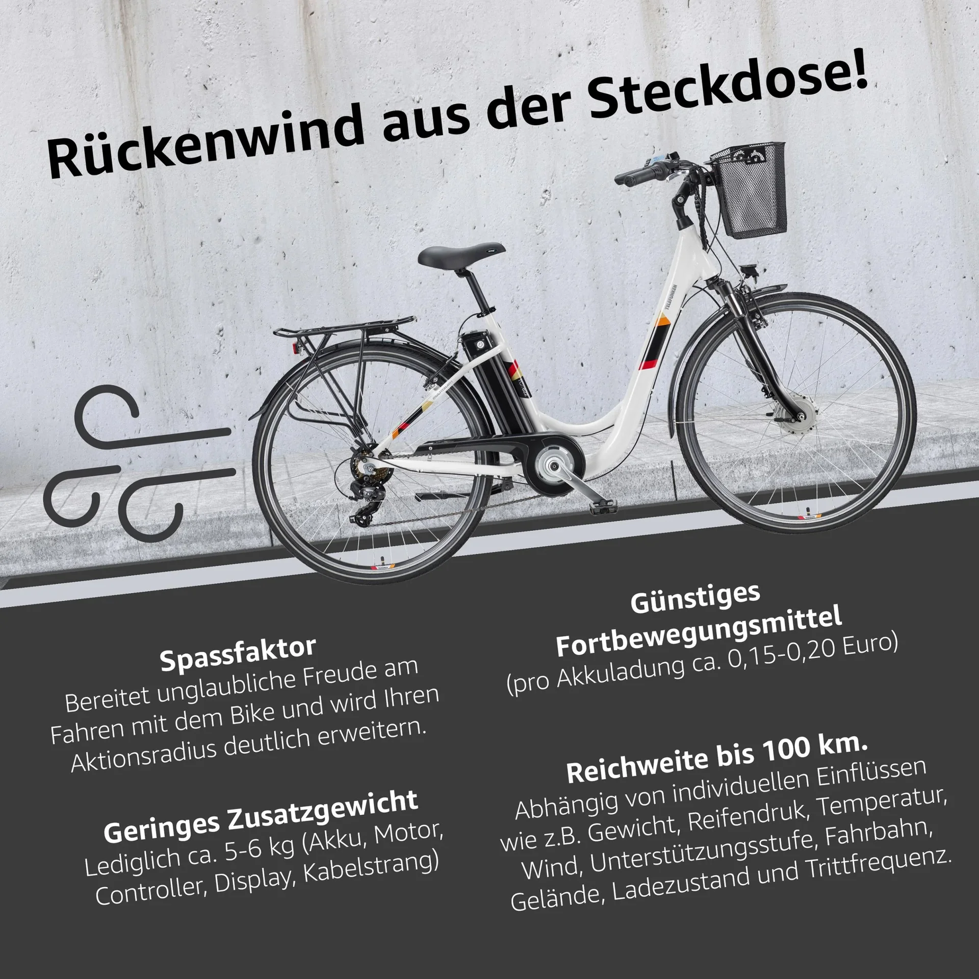 Unisex Alu-City E-Bike, 28 Zoll, 7-Gang Kettenschaltung, weiß, Multitalent RC822 - 1