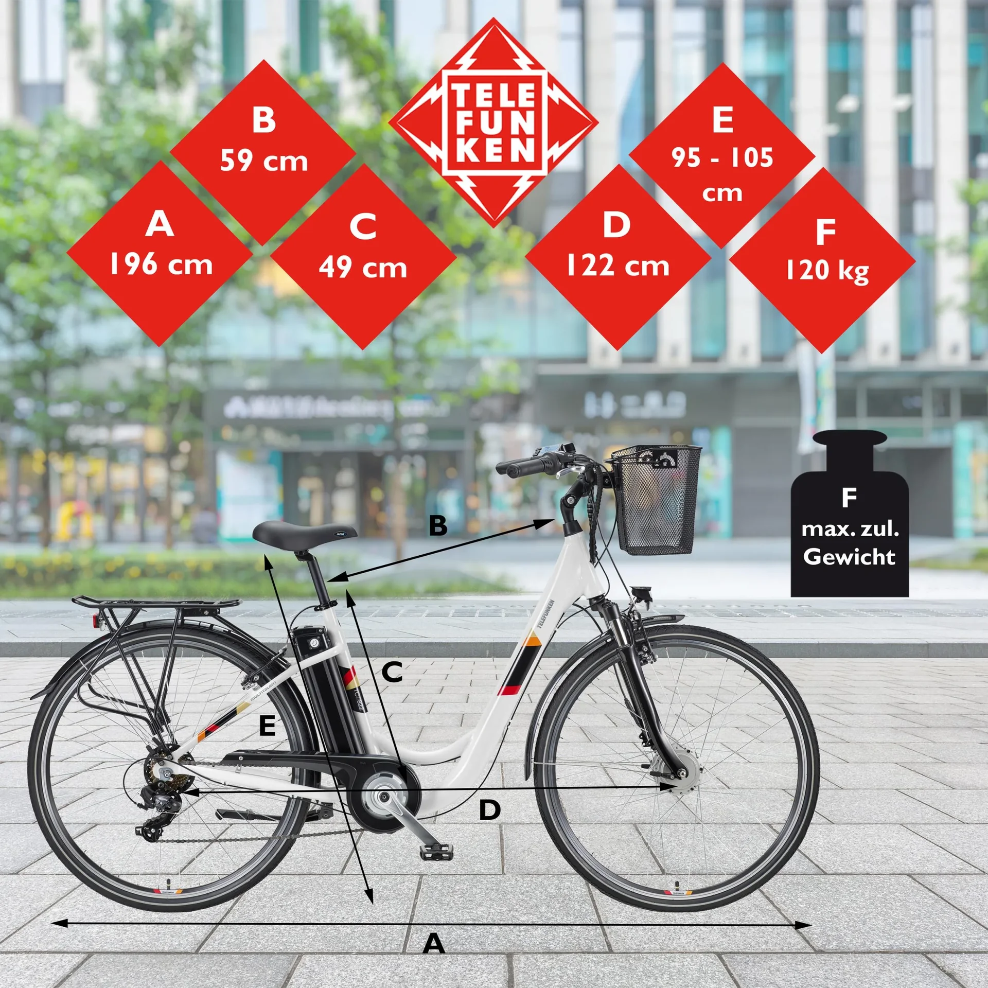 Unisex Alu-City E-Bike, 28 Zoll, 7-Gang Kettenschaltung, weiß, Multitalent RC822 - 6