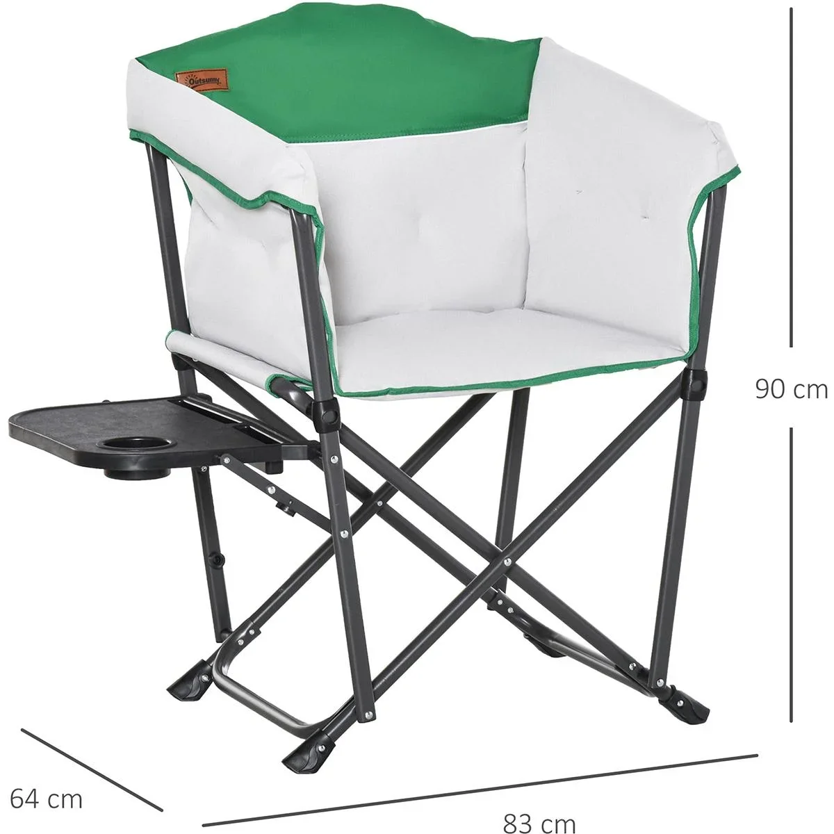Campingstuhl mit Getränkehalterung weiss, grün - 3
