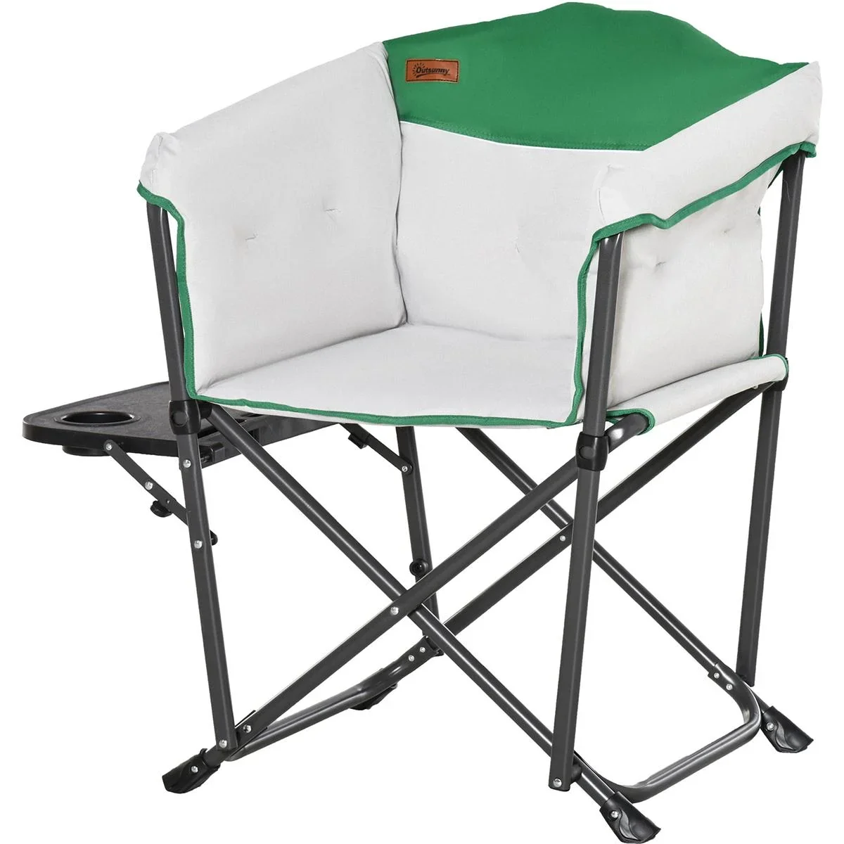 Campingstuhl mit Getränkehalterung weiss, grün - 5