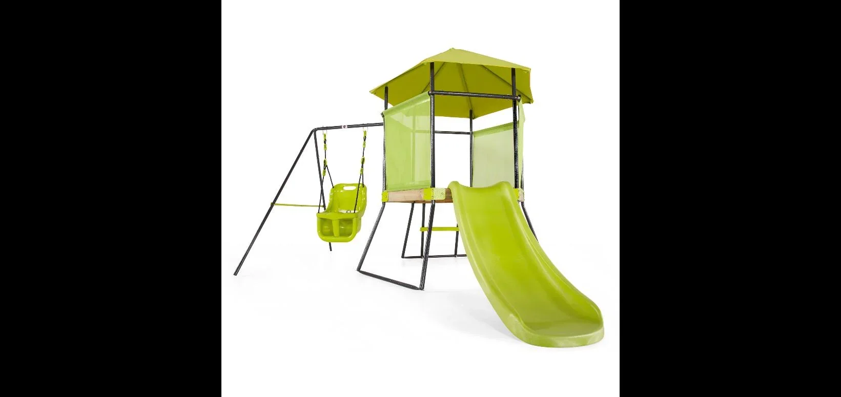 My First Schaukel-Spielcenter, Outdoor-Spielcenter für Kinder, Schaukelseile höhenverstellbar, Rutsche, lime grün - 0