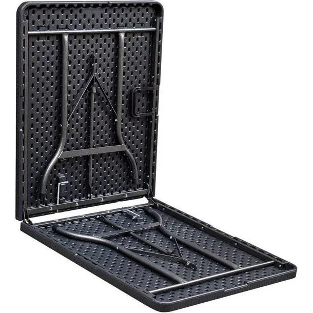 Kunststoff-Camping-Tisch Klapptisch - Woodlook Schwarz - 179x74x72,5 cm - Aluminiumgestell - 1