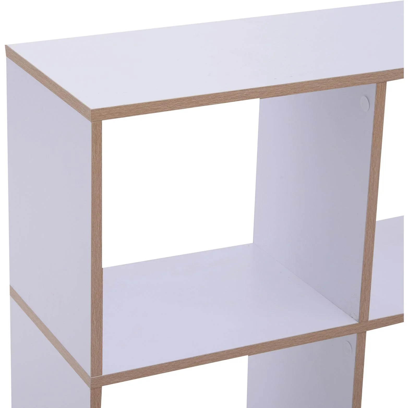 6 Fächer Rollregal Bücherregal Standregal mit 5 Rollen Holz Weiß 120 x 30 x 80 cm - 1