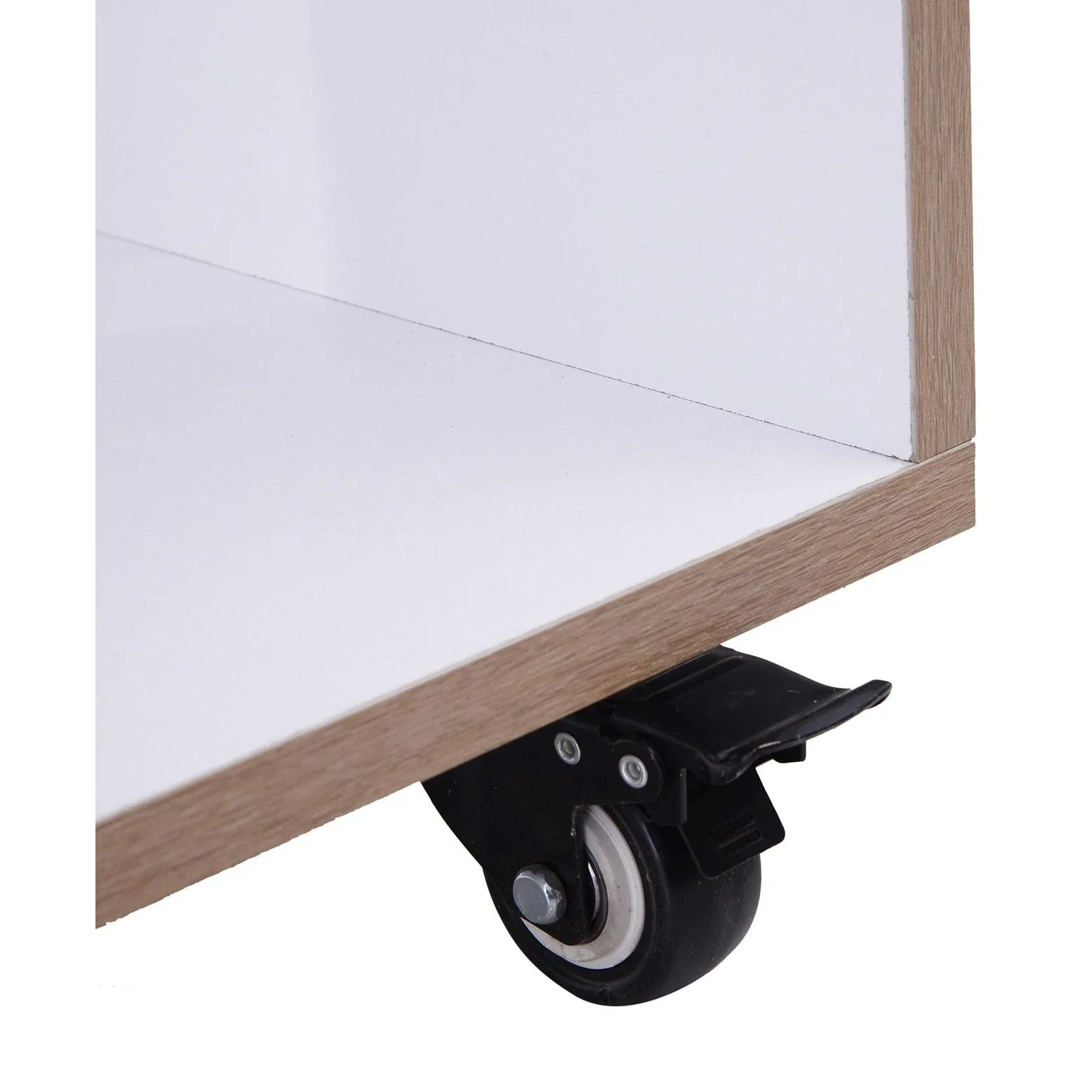 6 Fächer Rollregal Bücherregal Standregal mit 5 Rollen Holz Weiß 120 x 30 x 80 cm - 5