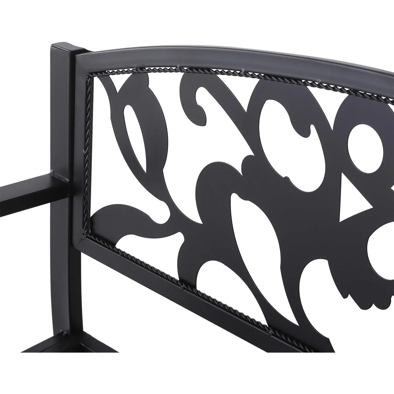 2-Sitzer Sitzbank Gartenbank Metallbank mit Armlehne Landhausstil Metall Schwarz 128 x 50 x 91 cm - 3