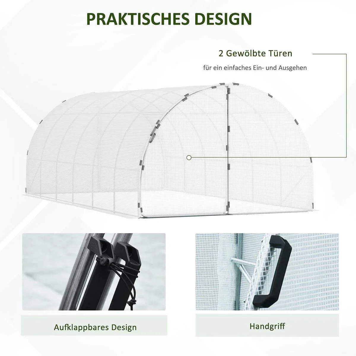 Foliengewächshaus begehbares Gewächshaus 570 x 292 x 195 cm Gartentunnel Folientunnel Tunnelgewächshaus Treibhaus Garten - 1