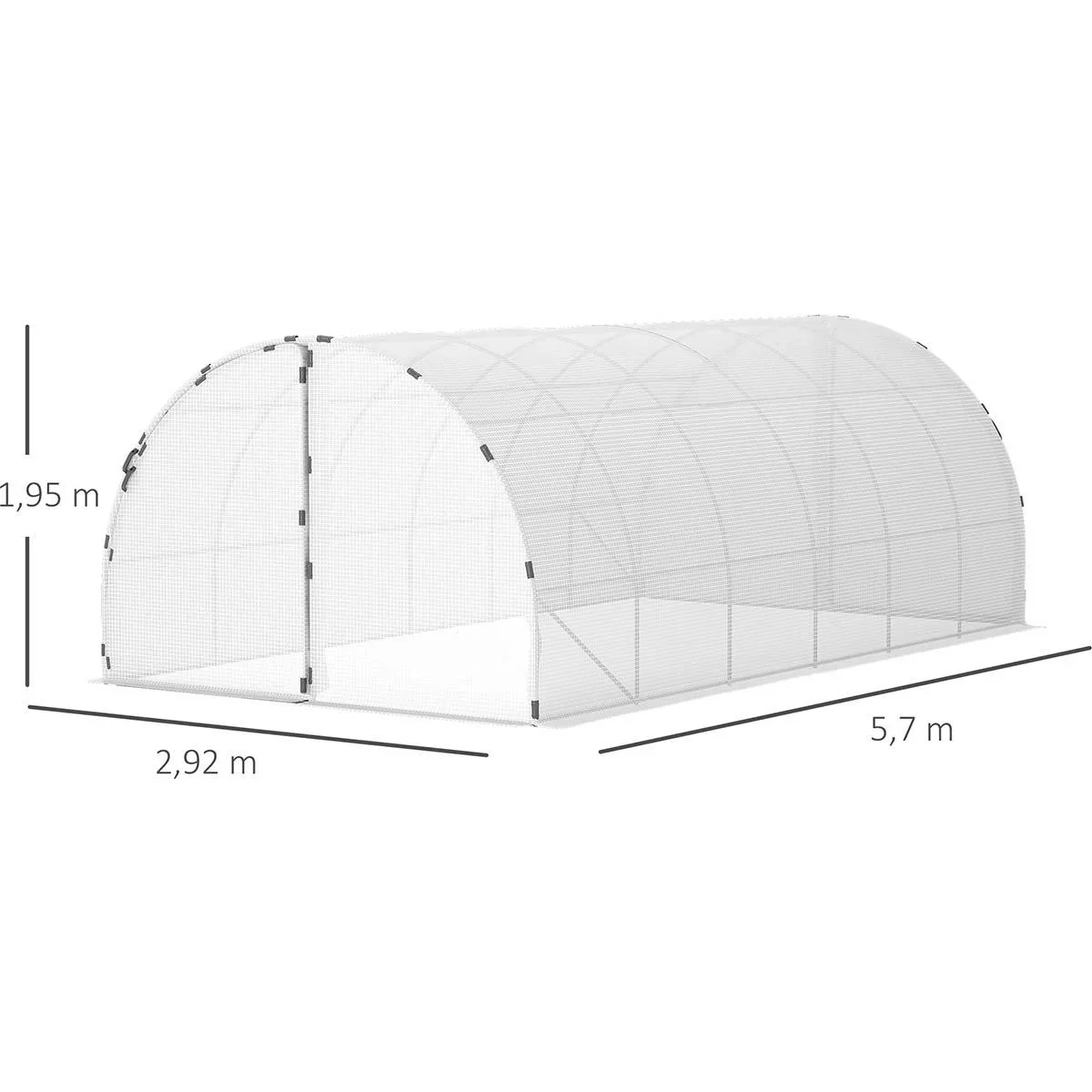 Foliengewächshaus begehbares Gewächshaus 570 x 292 x 195 cm Gartentunnel Folientunnel Tunnelgewächshaus Treibhaus Garten - 2