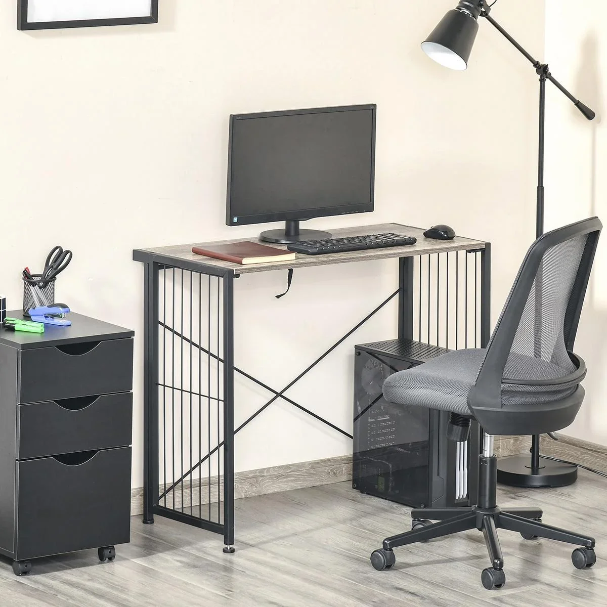 Schreibtisch Computertisch Bürotisch Home-Office Tisch klappbar mit E1 Spanplatte Metallrahmen Industriedesign Rustikale - 0
