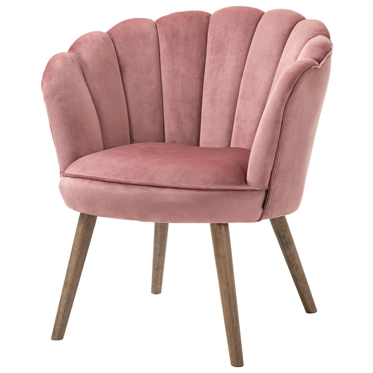 Esszimmerstuhl Küchenstuhl Sessel mit Rückenlehne Wohnzimmerstuhl Polyester Gummiholz Rosa 66 x 72 x 79 cm - 0