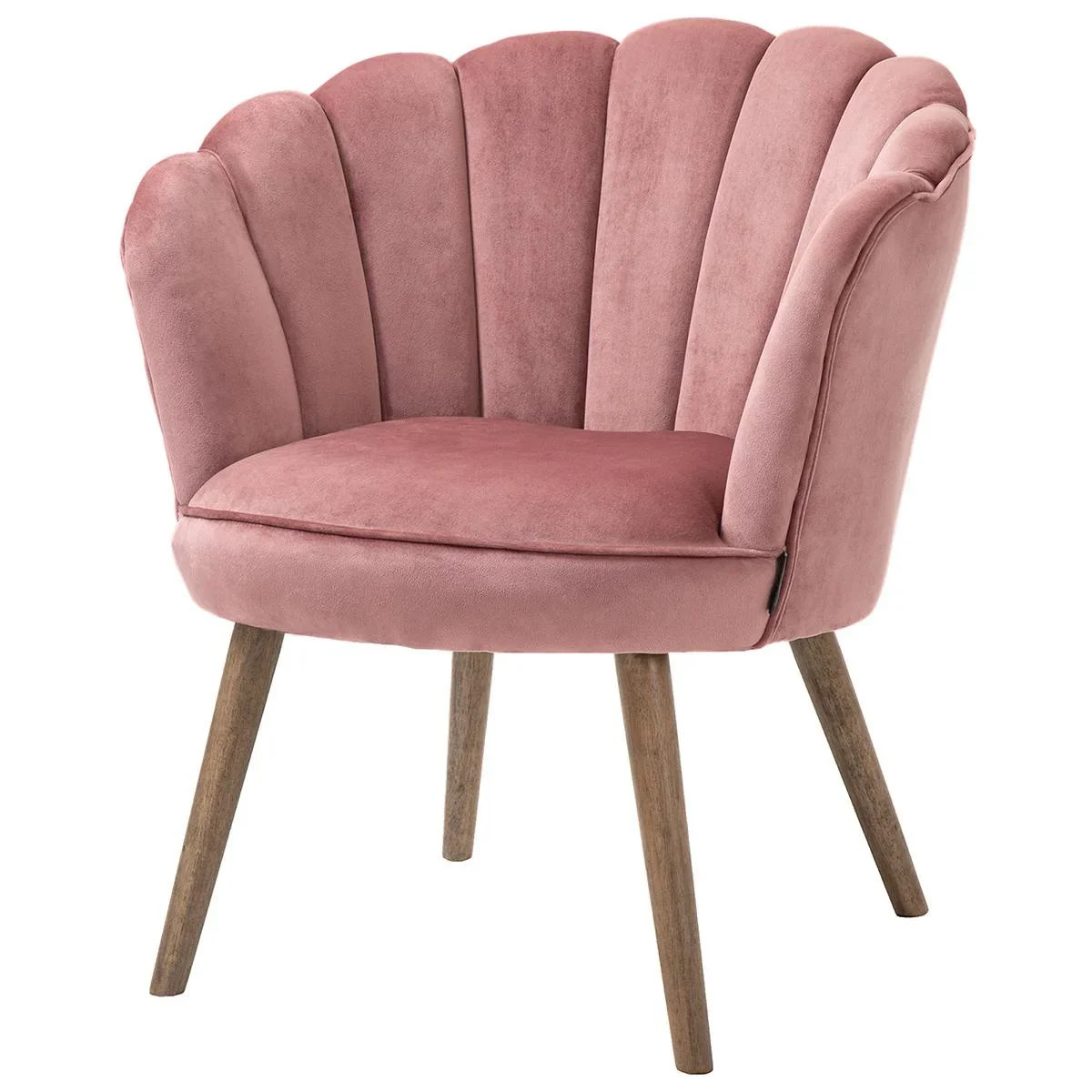 Esszimmerstuhl Küchenstuhl Sessel mit Rückenlehne Wohnzimmerstuhl Polyester Gummiholz Rosa 66 x 72 x 79 cm - 0