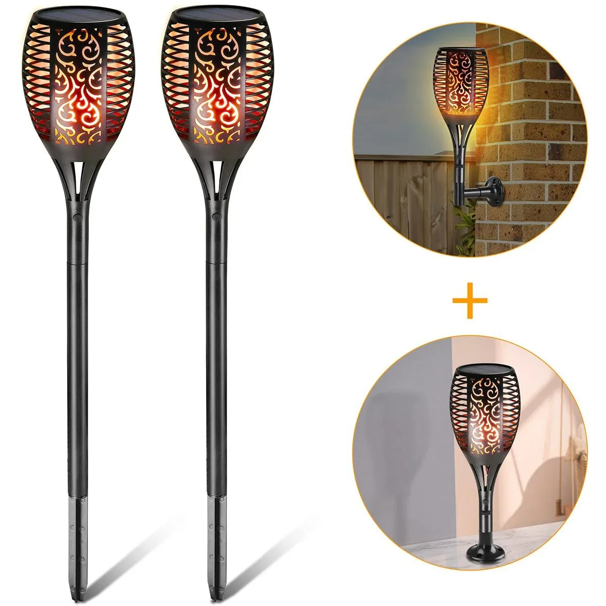 Gartenfackel - Solar - 2 Stück - Mit USB-Anschluss - 0