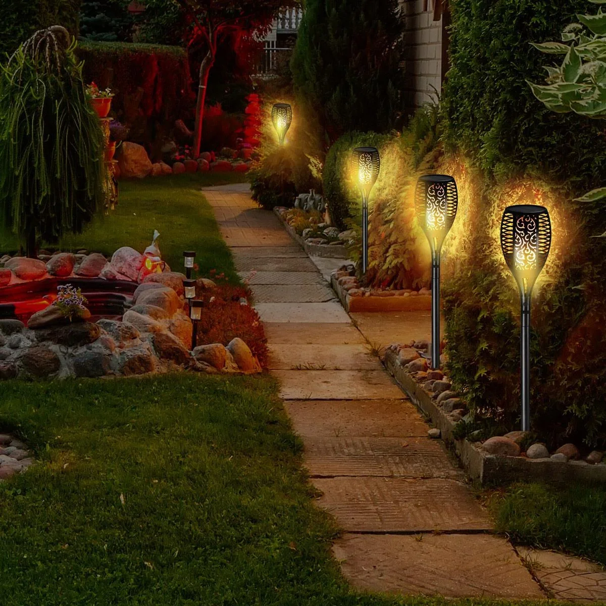 Gartenfackel - Solar - 2 Stück - Mit USB-Anschluss - 3