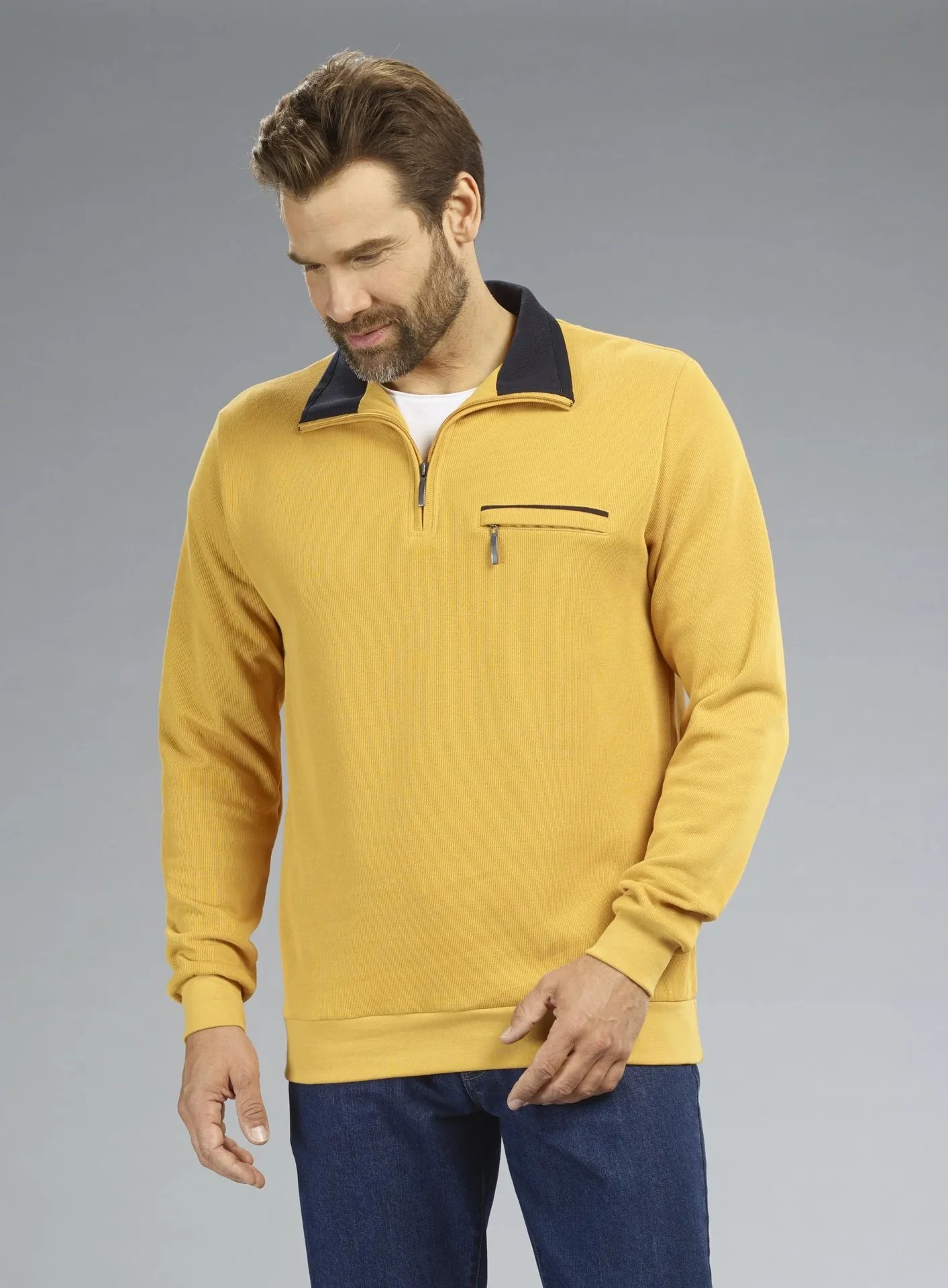 Sweatshirt mit Reißverschluß, Farbe gelb, Gr.M - 2