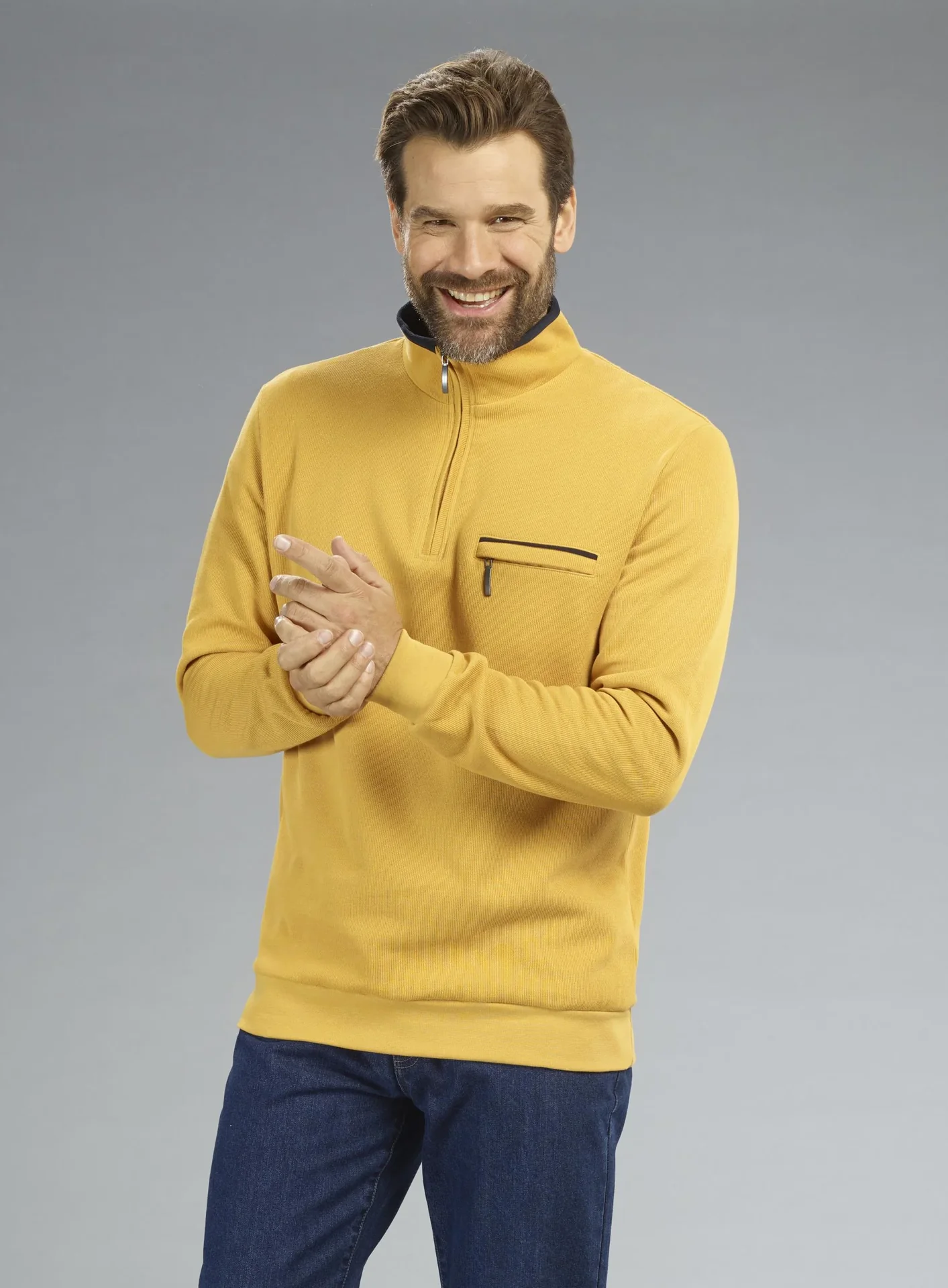 Sweatshirt mit Reißverschluß, Farbe gelb, Gr.M - 3