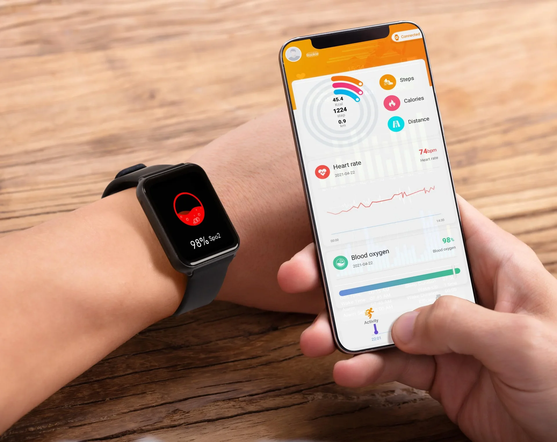 Smartwatch mit Überwachung der Körpertemperatur, der Herzfrequenz und Schlafaktivität - 3
