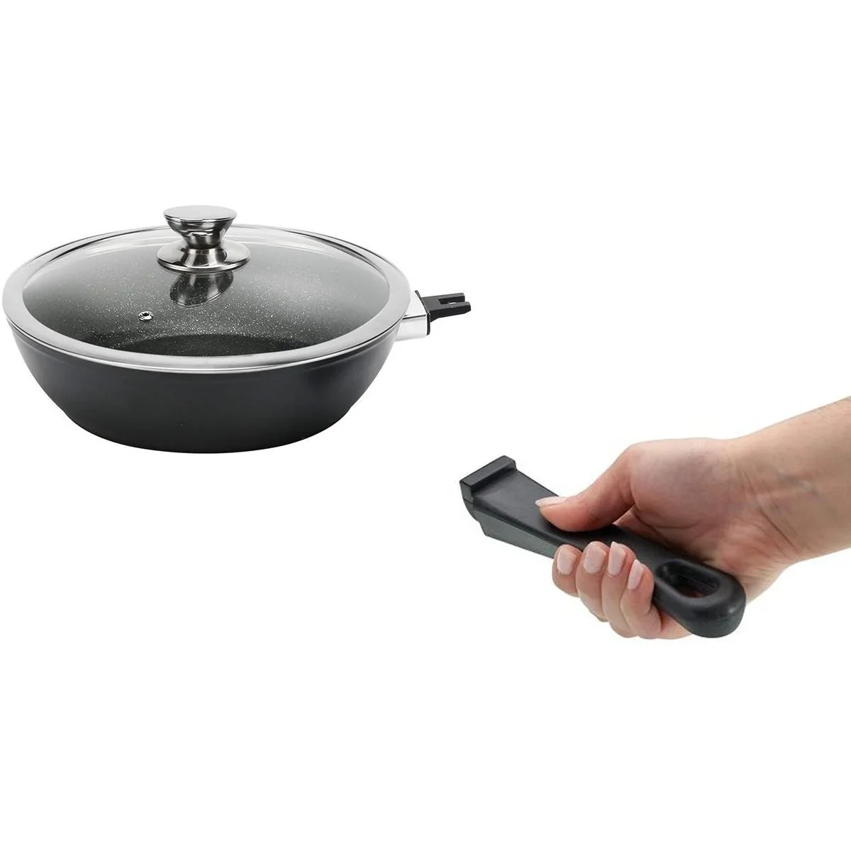 Wokpfanne - mit Deckel - 30cm - Schwarz - 3