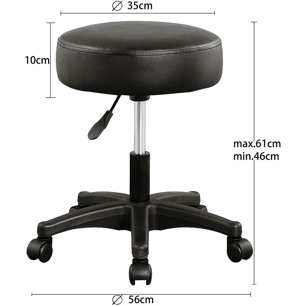 Tabouret / Bürohocker - drehbar und verstellbar - Schwarz - 1