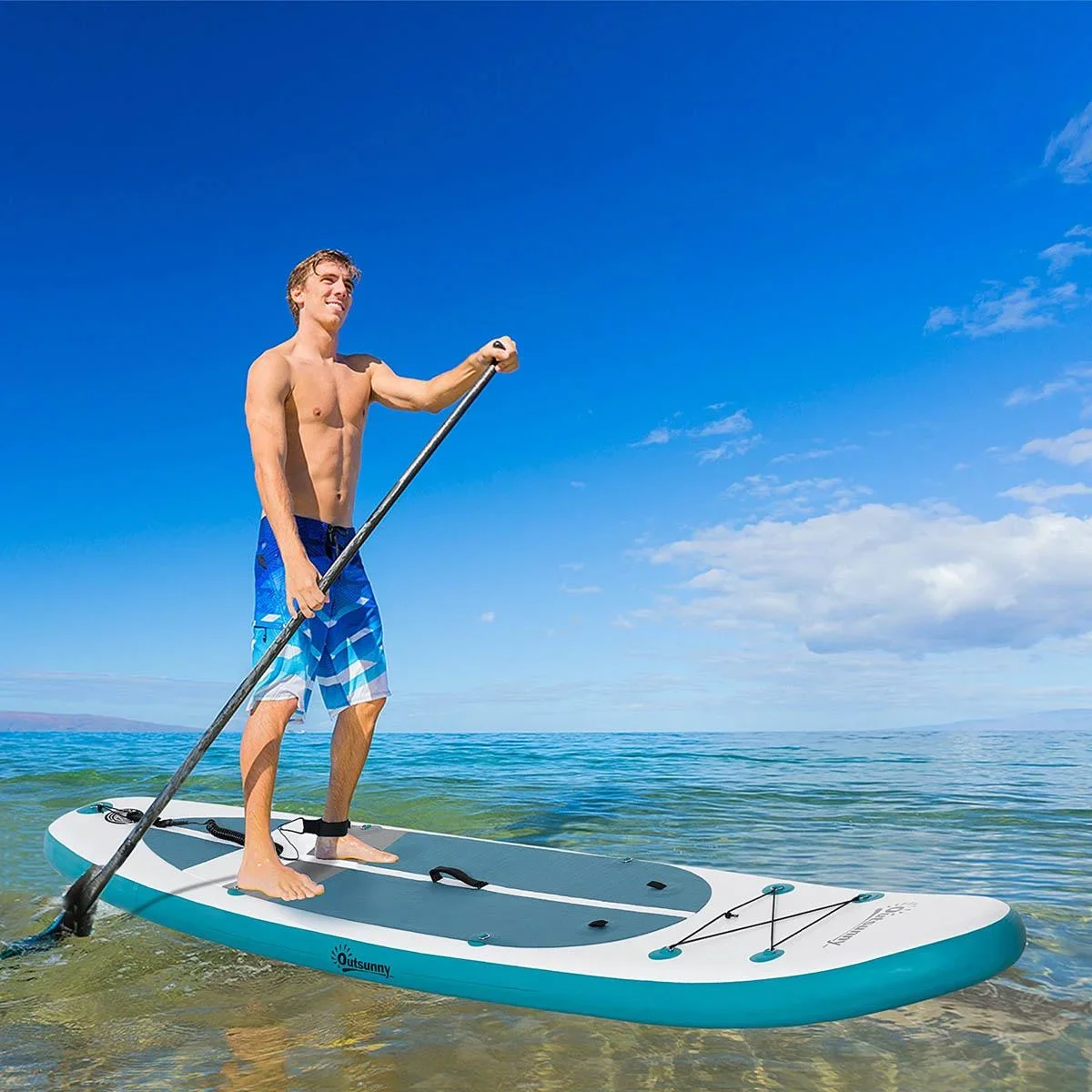 SUP Board mit viel Zubehör Weiß+Blau+Grau 320 x 76 x 15 cm - 3