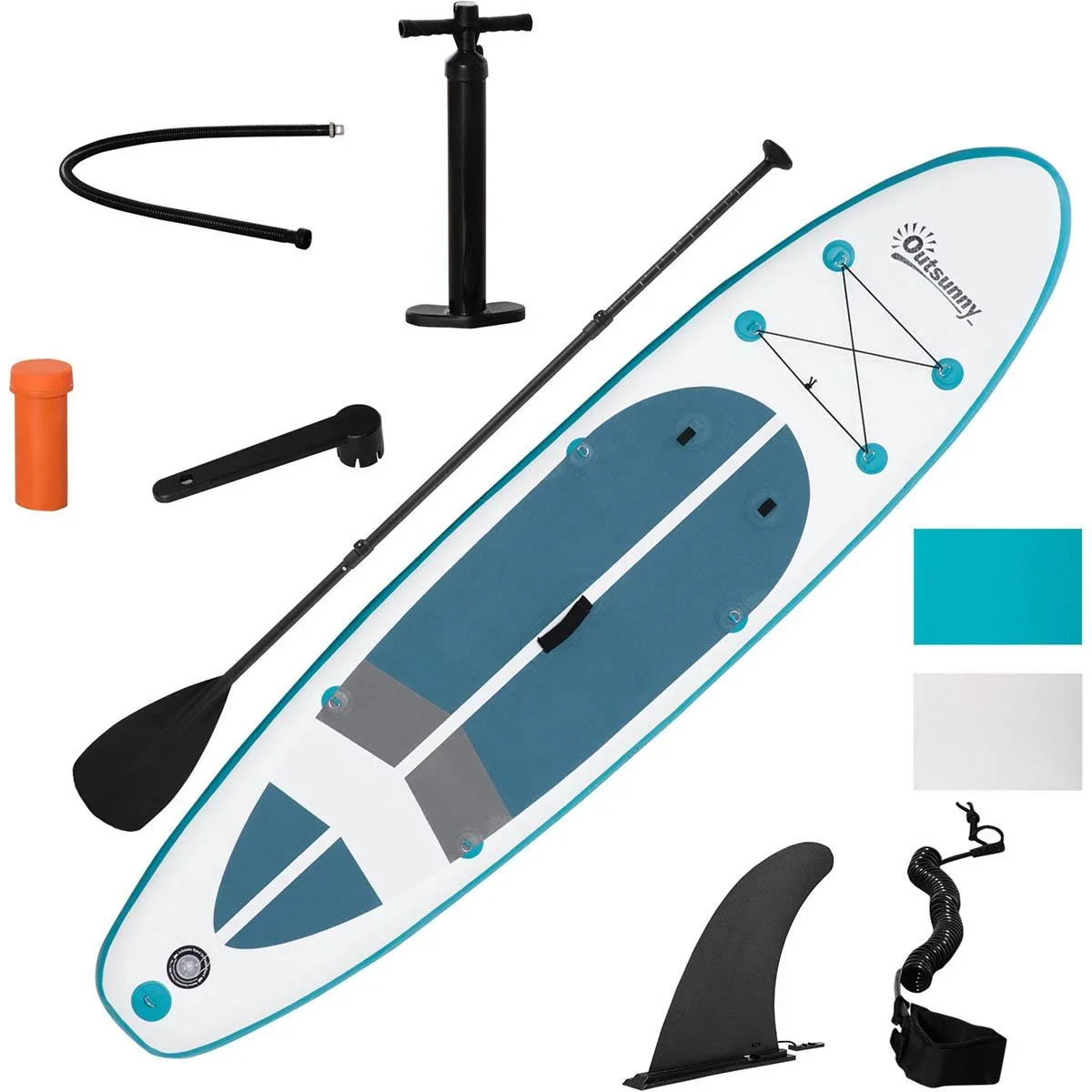 SUP Board mit viel Zubehör Weiß+Blau+Grau 320 x 76 x 15 cm - 4