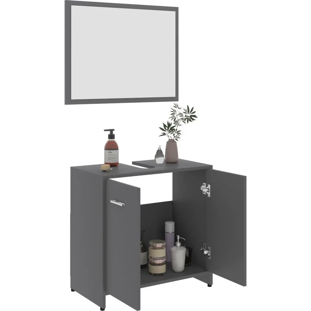 Badezimmerschrank grau - 0