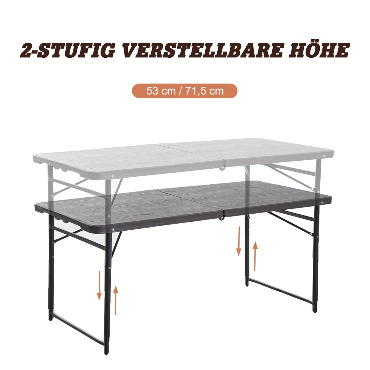 Faltbarer Campingtisch braun/schwarz - 2