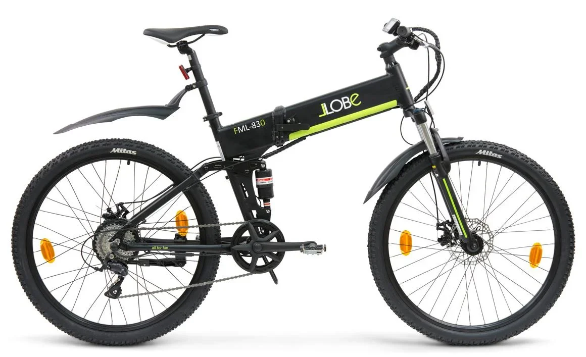 Unisex E-Mountain-Bike, 27,5 Zoll, Rahmenhöhe 48 cm, 9‐Gang Kettenschaltung, schwarz, faltbar - FML830, 10,4 Ah - 0