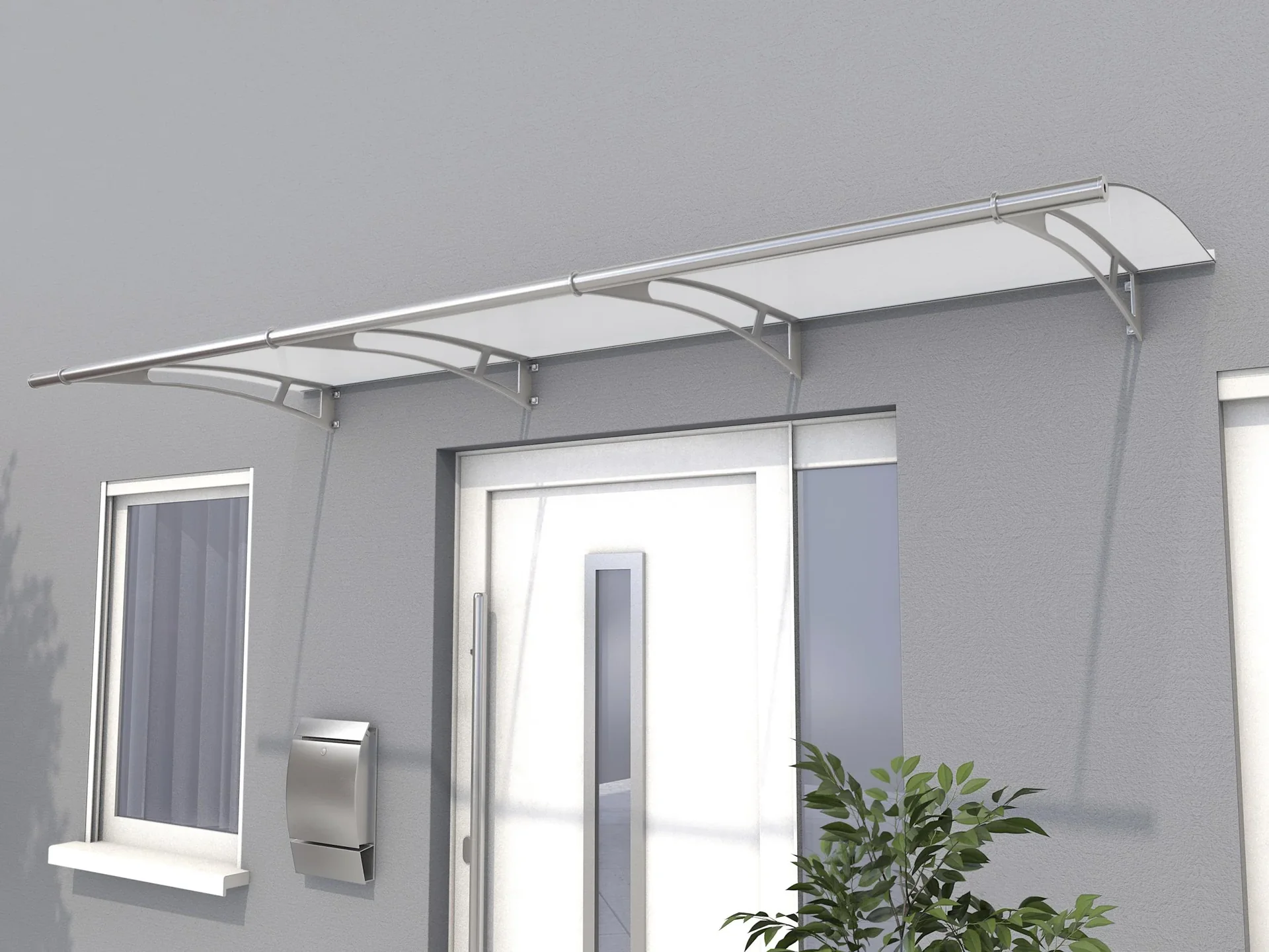 Pultvordach L 270, 270 x 95 x 17 cm, Edelstahl, 4 mm satiniert weiß - 0