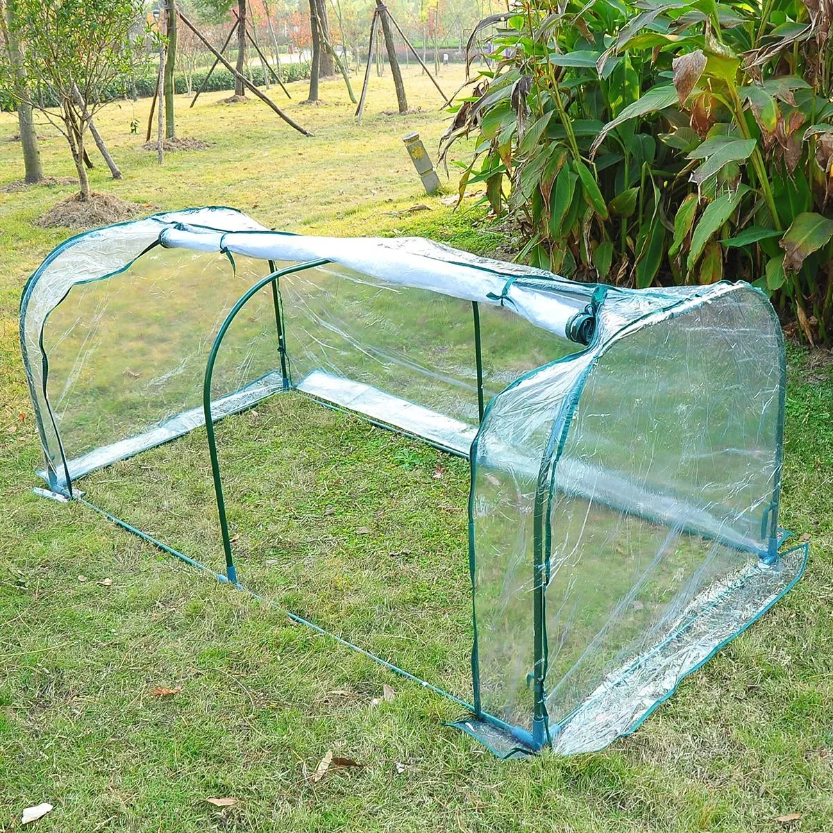 Gewächshaus mit 2 seitlichen Rolltüren transparent - 0
