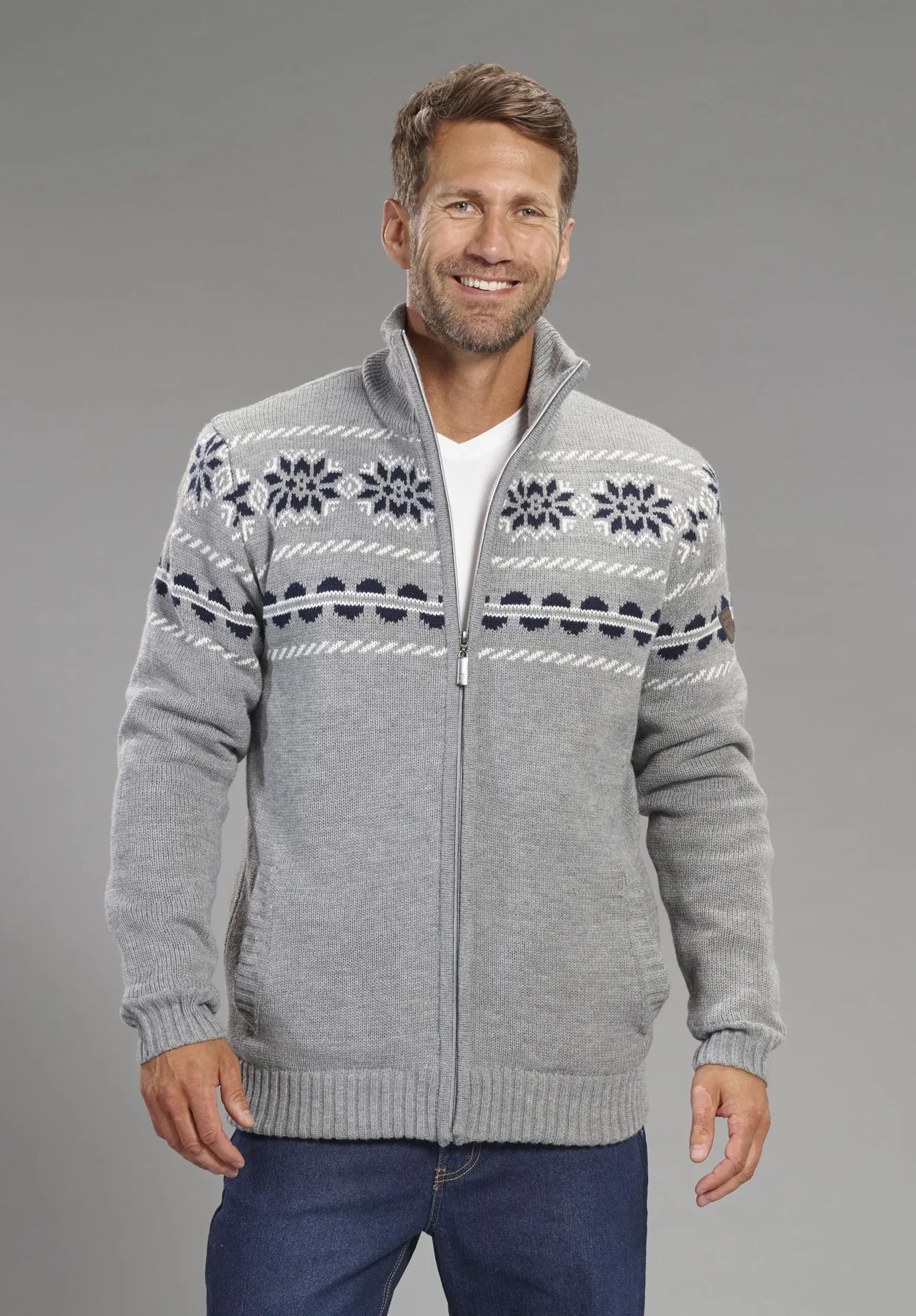 Strickjacke gefüttert, Farbe hellgrau, Gr.M - 4