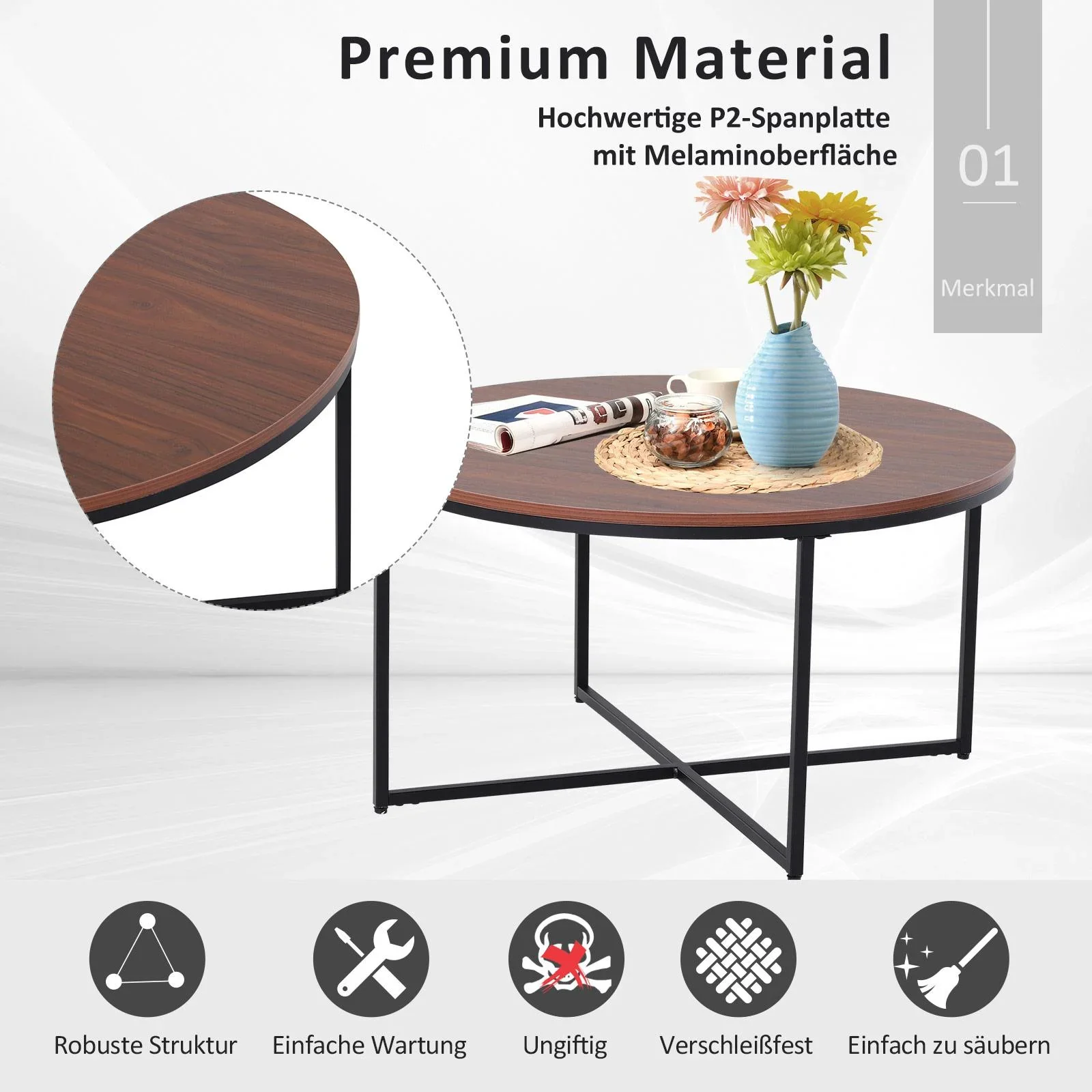 Beistelltisch, braun - 3