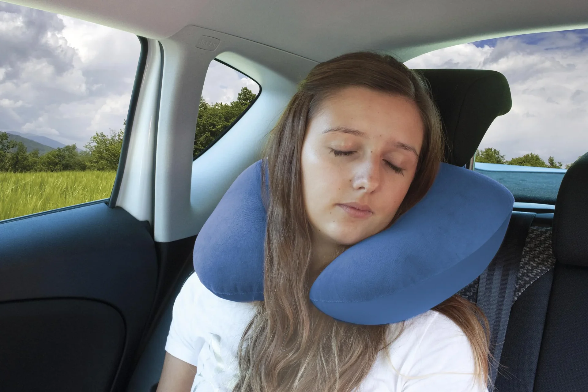 2 in 1 Nackenrolle und Kissen für Erwachsene, Dunkelblau - 2