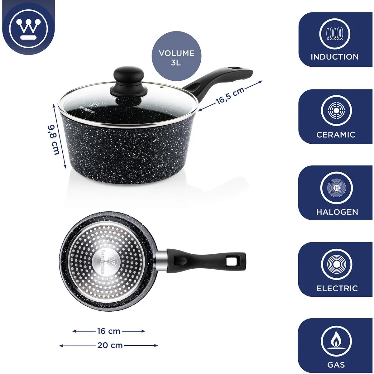 Schwarzer Marmor - Kochtopf 20 cm und Kochtopf 18 cm - Schwarz - 3