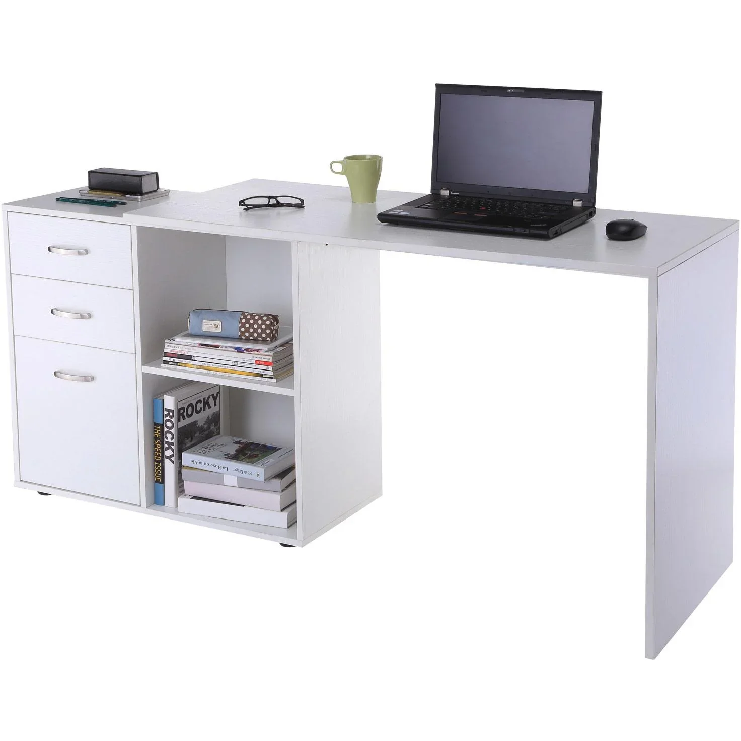 Eckschreibtisch MDF, weiß - 3