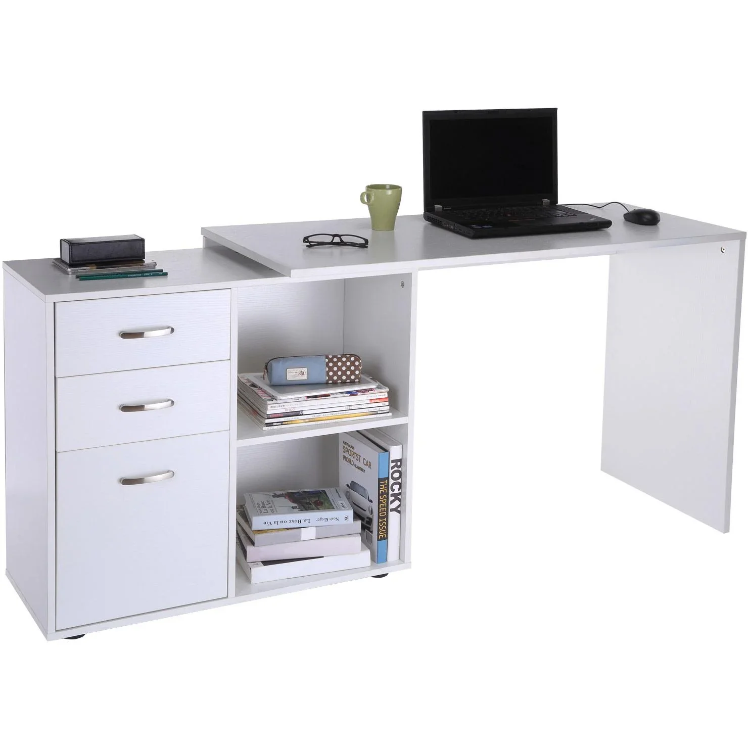 Eckschreibtisch MDF, weiß - 5